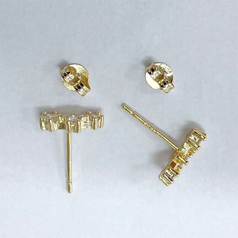 DIY jewelry accessories, diamond-patterned flower stud earrings, gentle, sweet, niche, light luxury, individual, simple and versatile for women pic 5