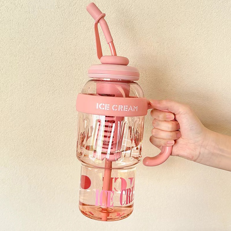 Large-capacity tea and water separation 40OZ plastic cup, summer high appearance level ice cup, portable straw cup, student big belly cup pic 6
