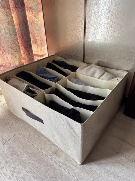 Double-row pants storage box, home clothes organizing box, wardrobe compartments for clothes storage, drawer layering magic tool pic 13