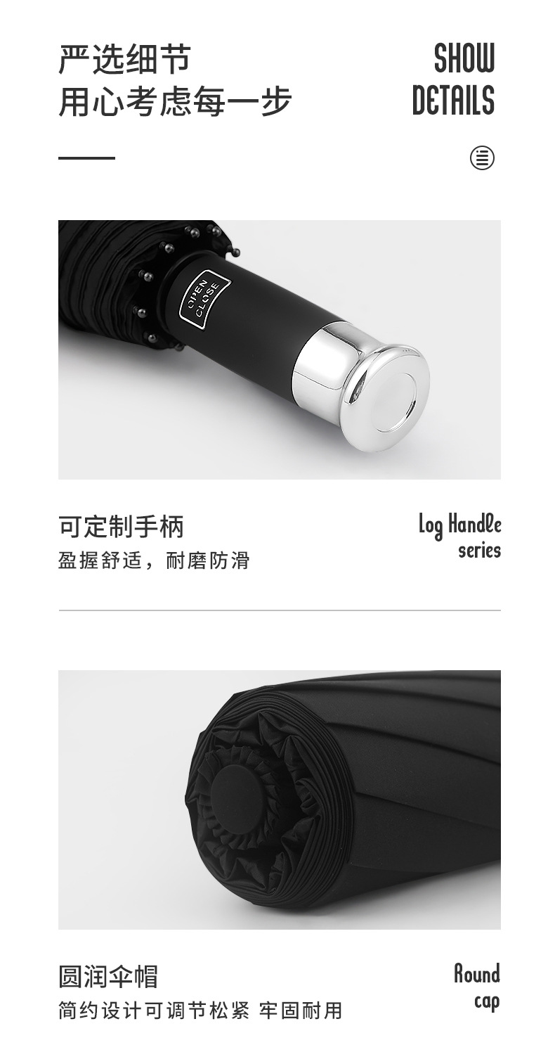 超大125公分三折贵宾伞黑色蓝色红色三款遇水变色大雨伞防晒一次性拐杖伞女套头户外详情17