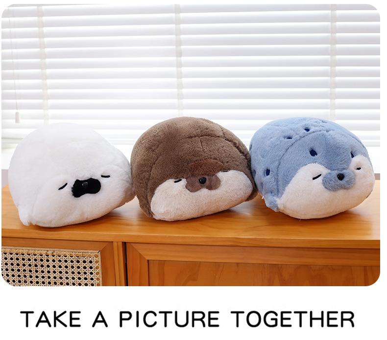 网红仿真海豹海獭公仔儿童床上玩偶抱枕毛绒玩具女生的日礼物抱枕详情21