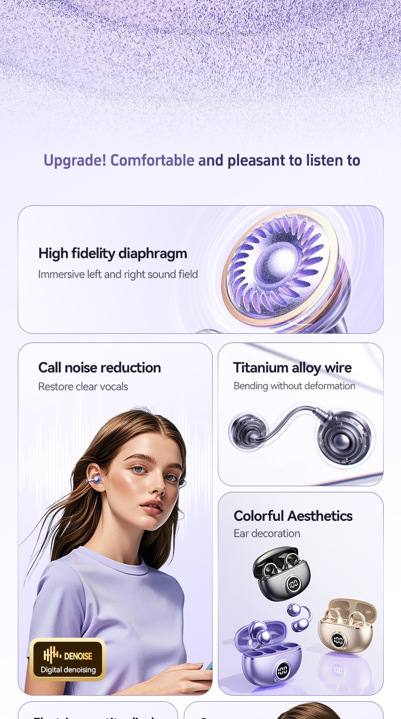 Clip de oído esférico M97 auriculares bluetooth auriculares transfronterizos explosión auriculares inalámbricos huqiang bei fábrica OWS abierto modelo privado en stock pic 5