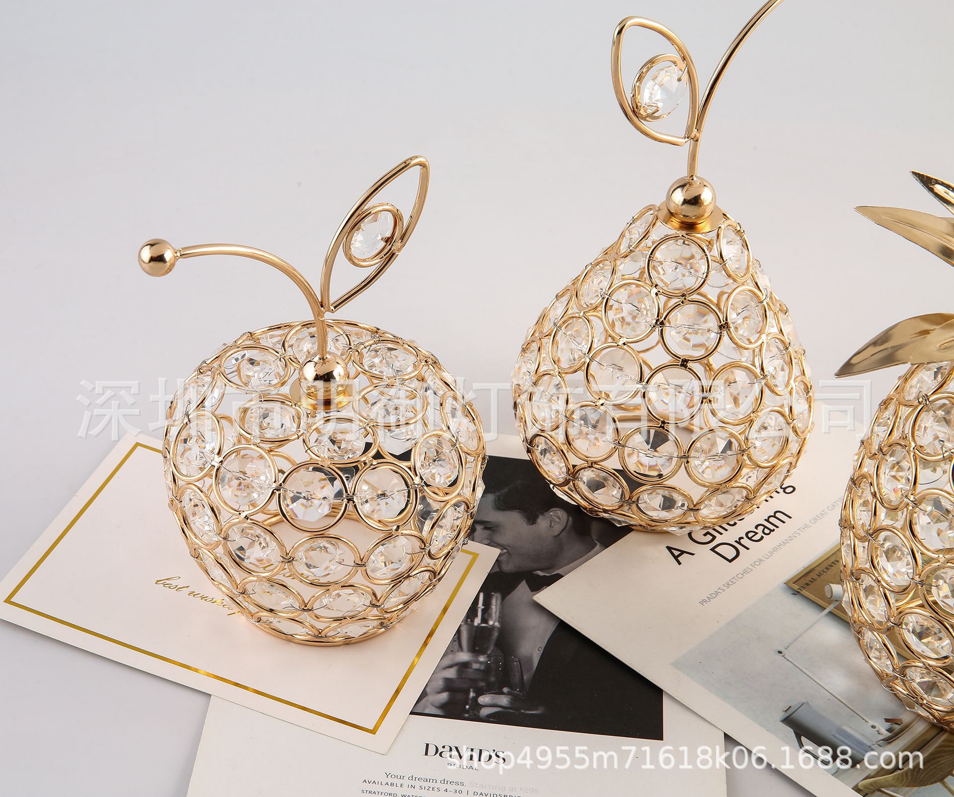 2022网红款欧式创意水晶工艺品苹果雪梨菠萝造型家居装饰摆件直销详情9