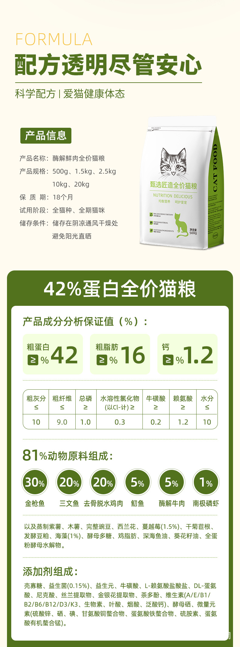 山东猫粮严选鲜肉成猫幼猫通用粮全价猫粮20kg猫舍40斤装代发猫粮详情12