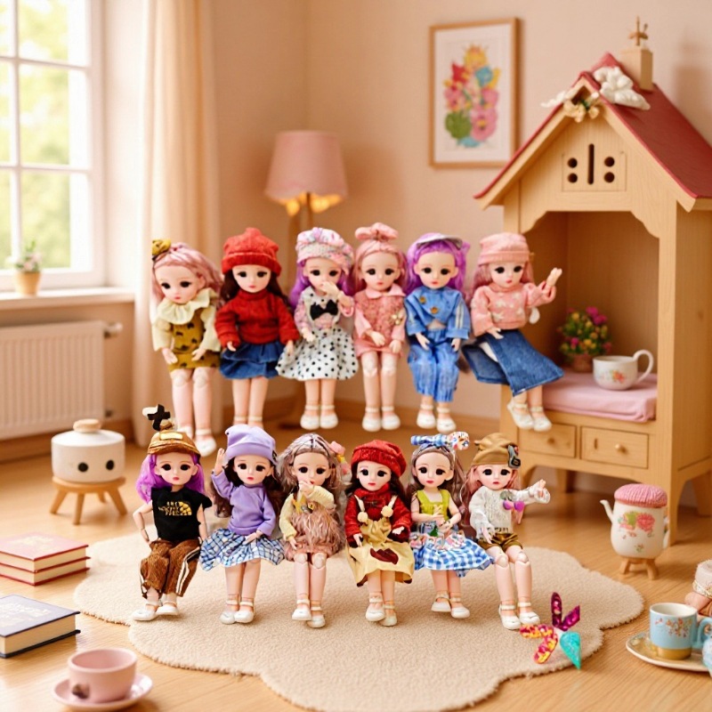 新款30厘米关节娃娃换装衣服休闲套装萝莉娃衣关节可动任意造型摆件详情1