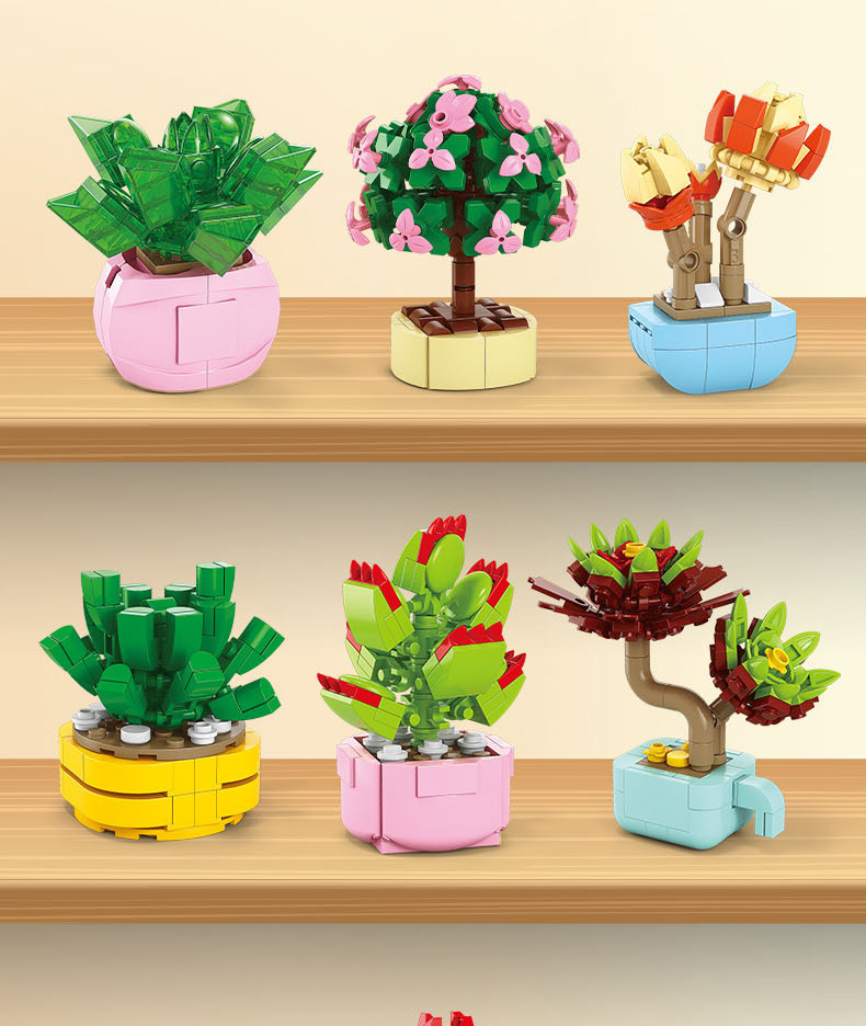 Succulent small particle building blocks compatible with Lego assembly building blocks, flower plant potted plant ornaments, gift for girls pic 37