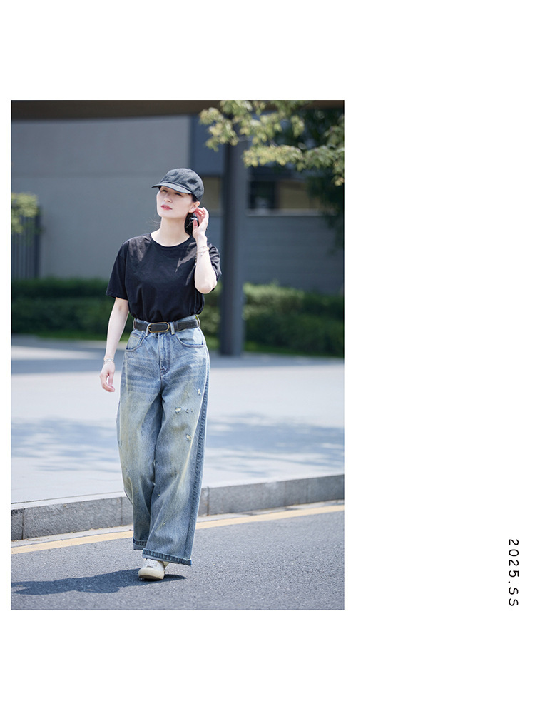【 Random Thoughts 】 Summer Storm Ripped Heavy Washed jeans straight-leg pants for all four seasons pic 57