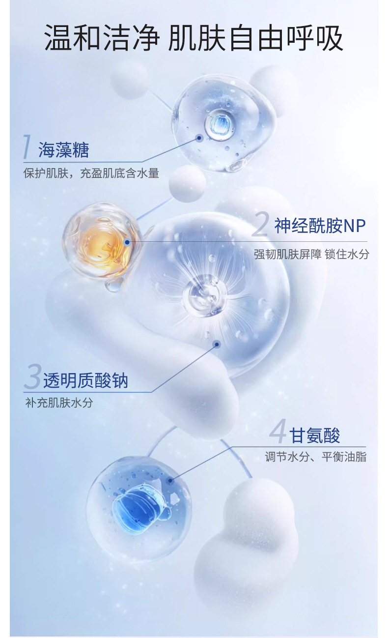 120ml amino acid brush facial Cleanser for cross-border trade, oil-control amino acid facial cleanser for both men and women pic 6