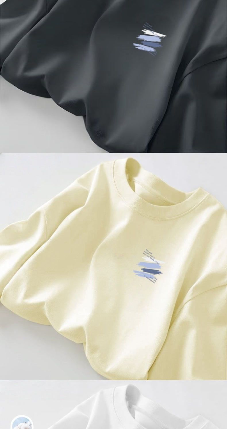 100% pure cotton round-neck long-sleeved T-shirt for men, new trendy Hong Kong-style loose and versatile T-shirt top for spring and autumn pic 6