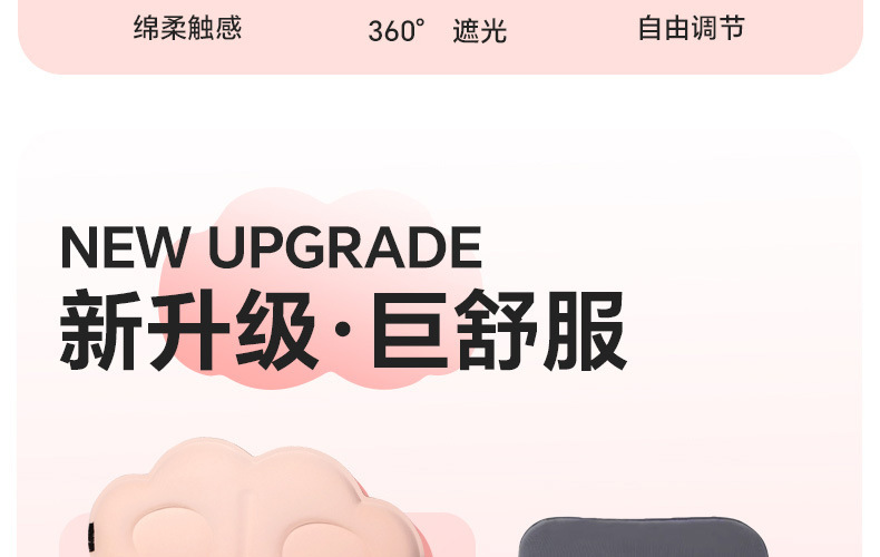 3D立体云朵睡眠眼罩双面冰丝遮光透气缓解眼疲劳不压眼午睡眼罩详情5