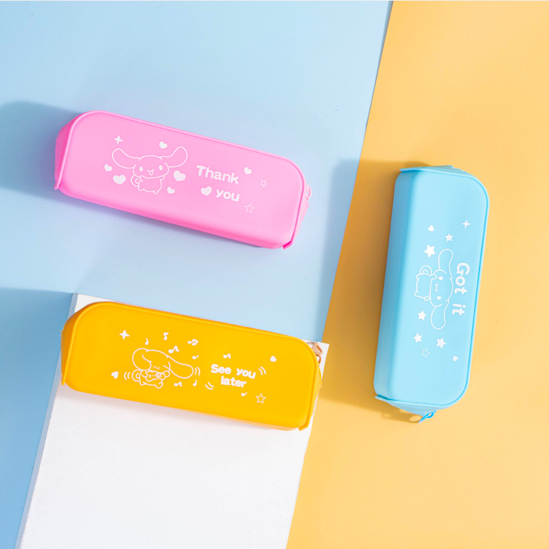 Student cartoon silicone pen case, Korean-style pencil case, cute student stationery bag pic 2