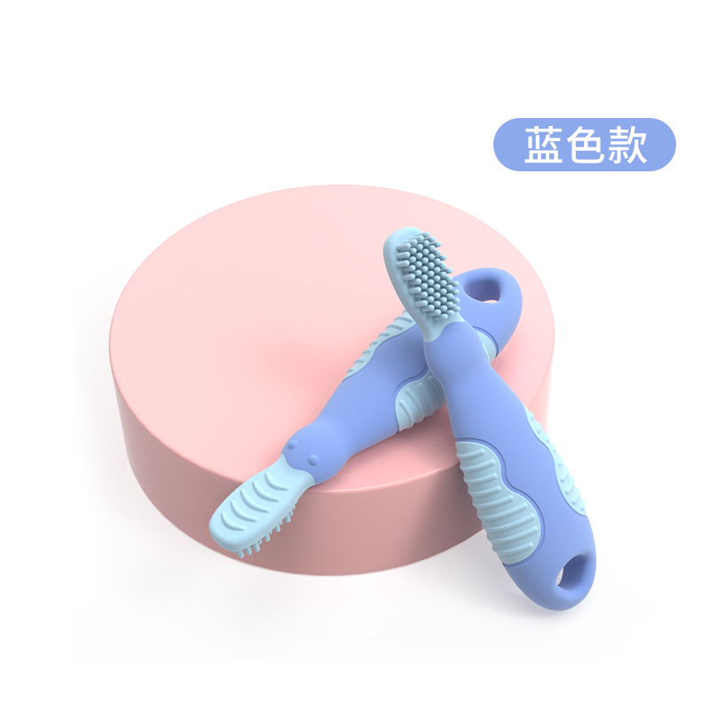 新款硅胶牙胶婴儿口腔训练软毛呵护儿童食品级全硅胶铂金牙胶牙刷详情9