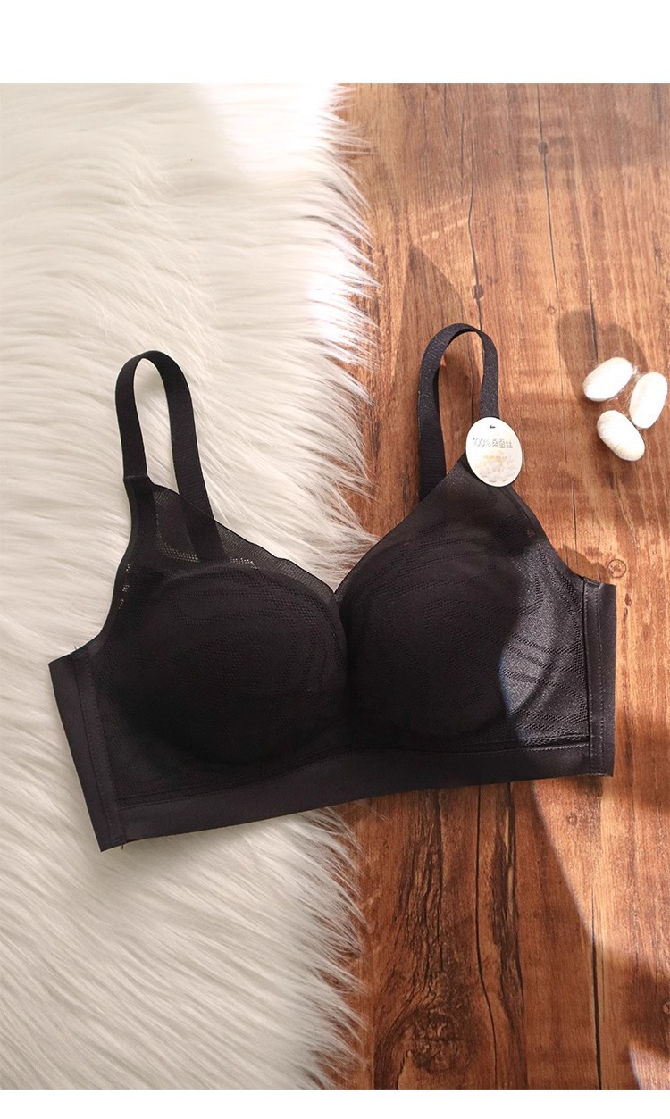 桑蚕丝真丝无痕内衣女小胸聚拢显小收副乳防下垂无钢圈文胸罩秋冬详情17