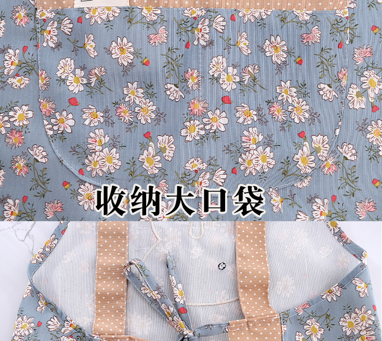 【持嘉】碎花帆布背带圆点围裙厨房清洁用品防污家用围腰详情4