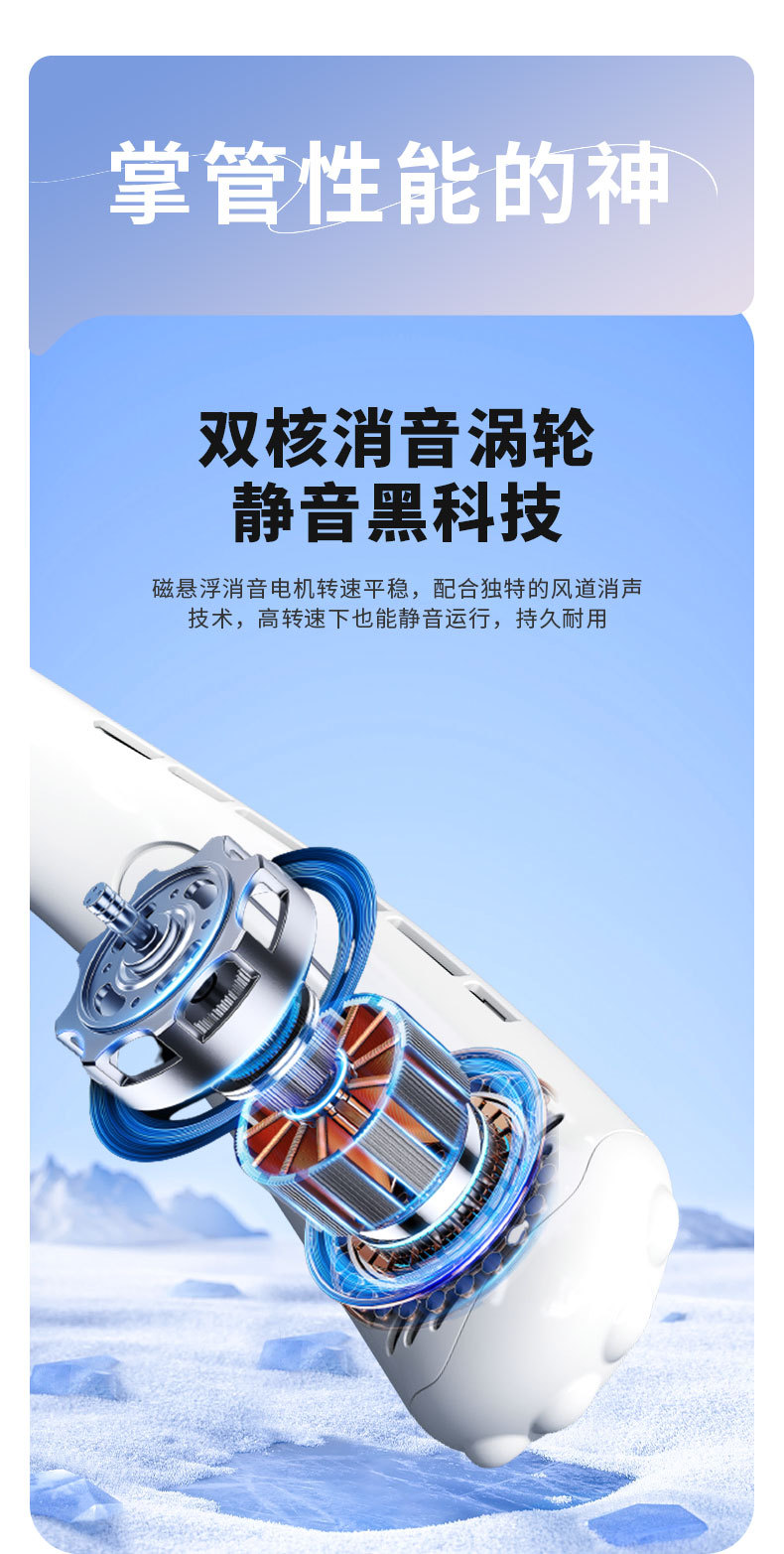 跨境新款蓝牙耳机挂脖风扇户外运动便携式风扇usb充电耳机小风扇详情15