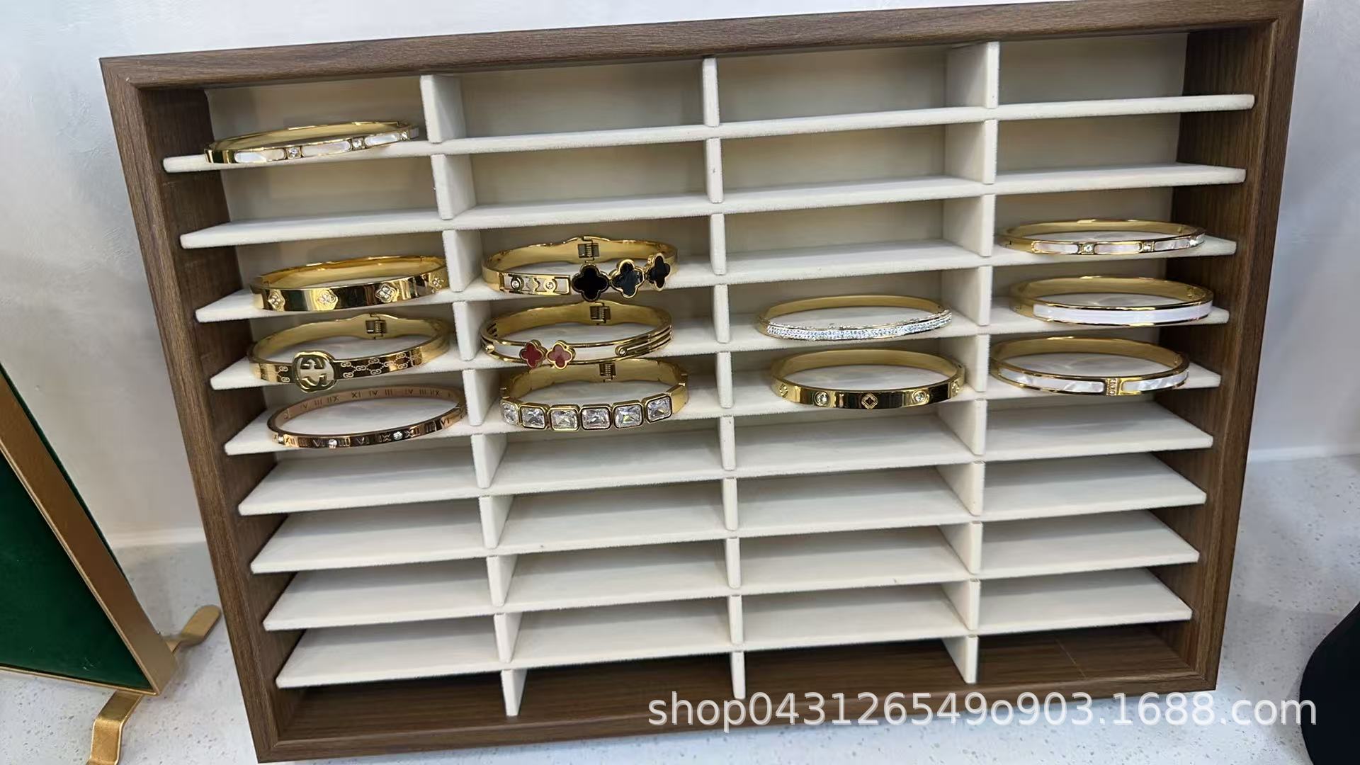 珠宝店专用手镯饰品收纳盒大容量木制首饰盒高档级感展示架详情7
