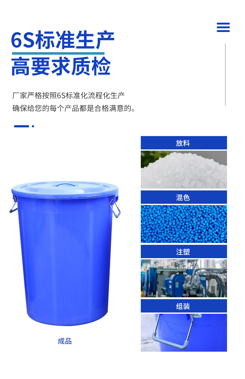 Thickened large iron-handled plastic round bucket with lid, food-grade household storage, fermentation water bucket, pickled vegetable storage plastic bucket pic 10