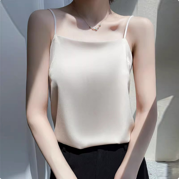 2025年吊带背心女内搭白色美背醋酸仿真丝上衣缎面夏西装仿打底衫详情38