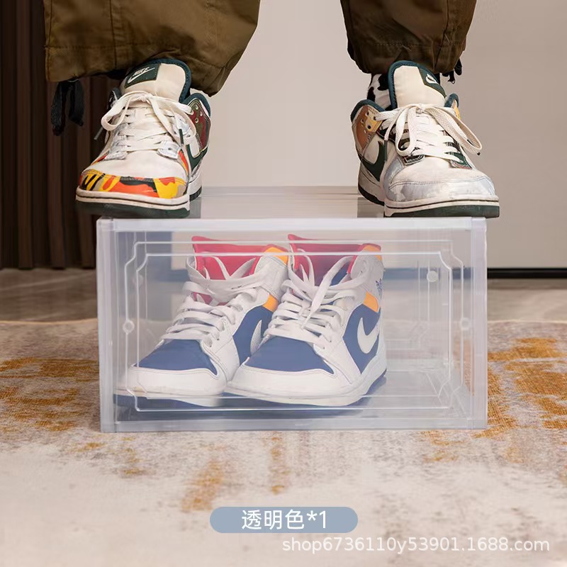 Acrylic transparent shoe box storage box, plastic basketball shoe cabinet, sneaker storage box, display cabinet, shoe storage wonder, easy to install pic 2
