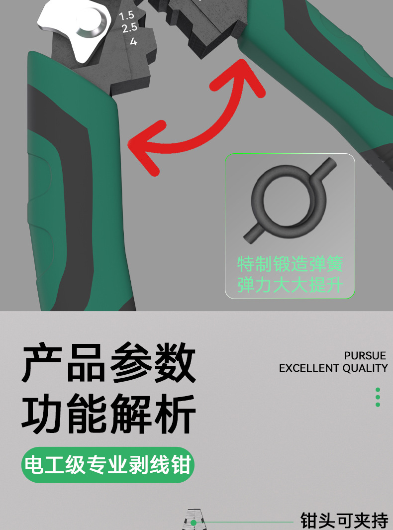 多功能剥线钳老虎钳子十合一电工钢丝钳专用钳类工具剪钳尖嘴钳详情9