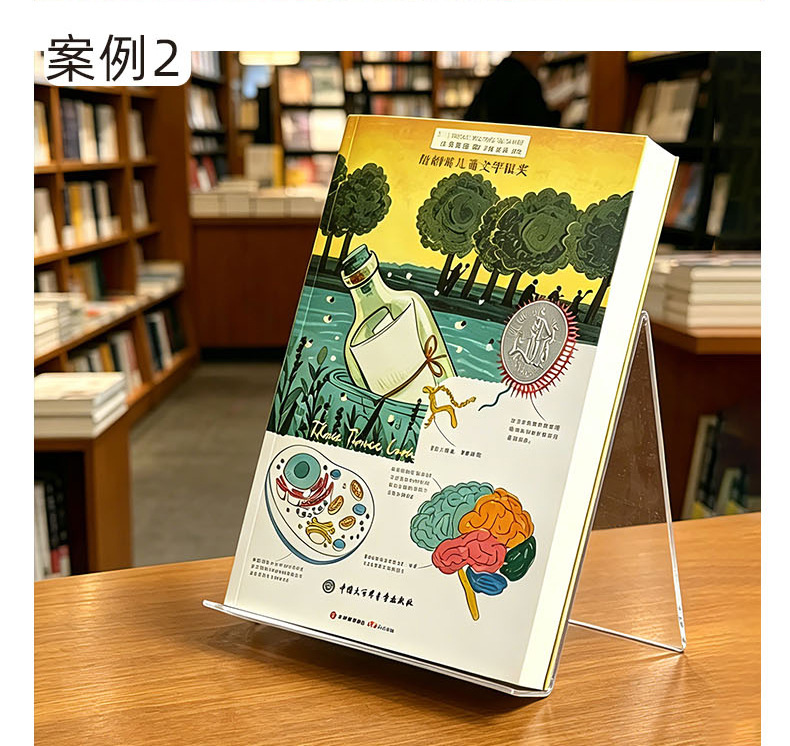 现货跨境透明亚克力书立架展示架书架相册商城图书馆桌面书托支架书房画册陈列支座展厅纪念相册摆托商铺画册展品立式支撑底座详情4