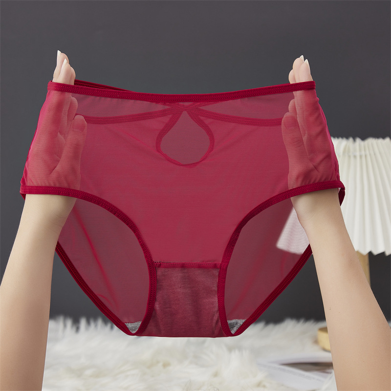 Sexy mesh underwear for women, breathable and comfortable, with fine straps, cross-cut, high-elasticity and high-waisted, large-sized Ankara red underwear for women pic 14