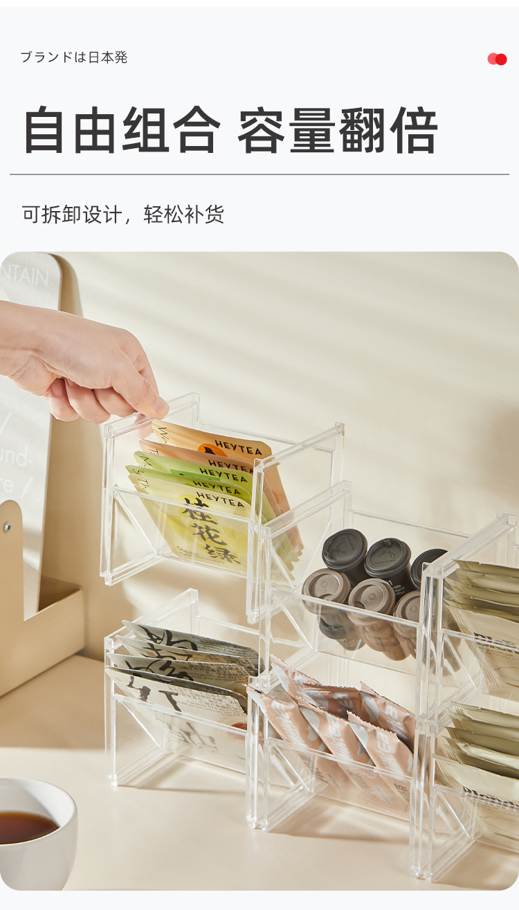 Tea bag storage box, capsule coffee storage rack, tea room shelf, office tea storage box pic 6