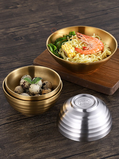 金色凉菜碟调料碟猫碗汤碗双层户外米饭碗304不锈钢韩式泡菜碟详情15
