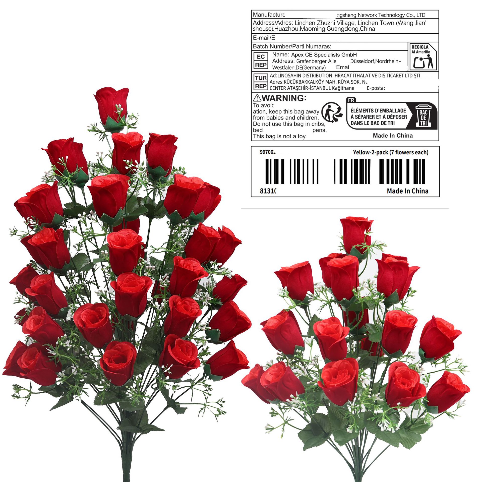 跨境代发贴标亚马孙特姆希音爆款绒布仿真玫瑰花厂外贸春蕾假花蕾详情1