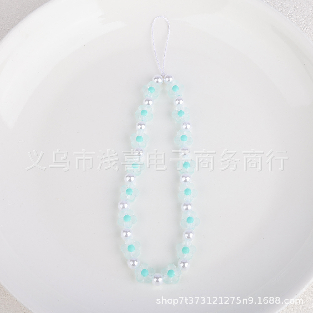 ins Matte heart-shaped flower y2K Sweet and Hot Girl mobile phone chain diy Colorful bead phone case keychain Pendant pic 8