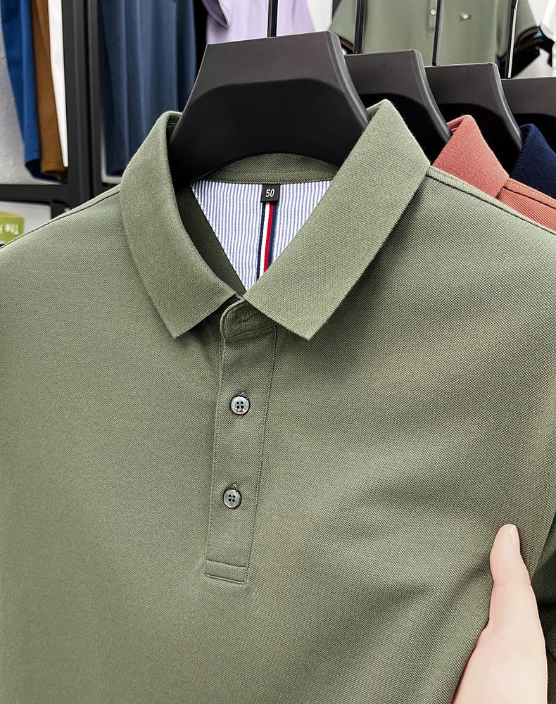 细珠地纯棉polo衫短袖男夏季新款中年纯色商务休闲翻领男士t恤详情24