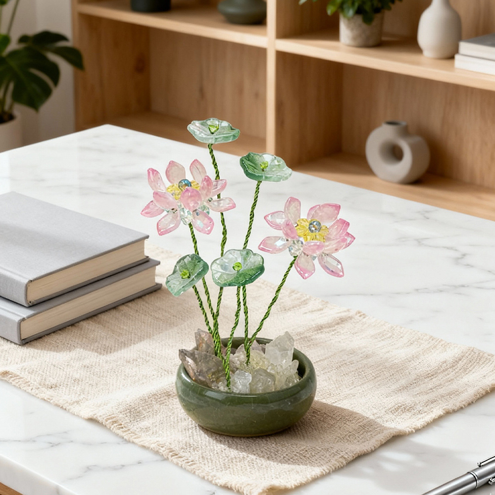 厂家批发网红莲莲清新荷花新款车载摆件工艺品送礼装饰用品男女详情14