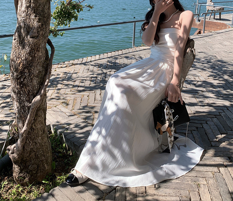名媛千金超仙白色抹胸裙女夏季新款氛围感海边度假长裙绝美连衣裙详情18