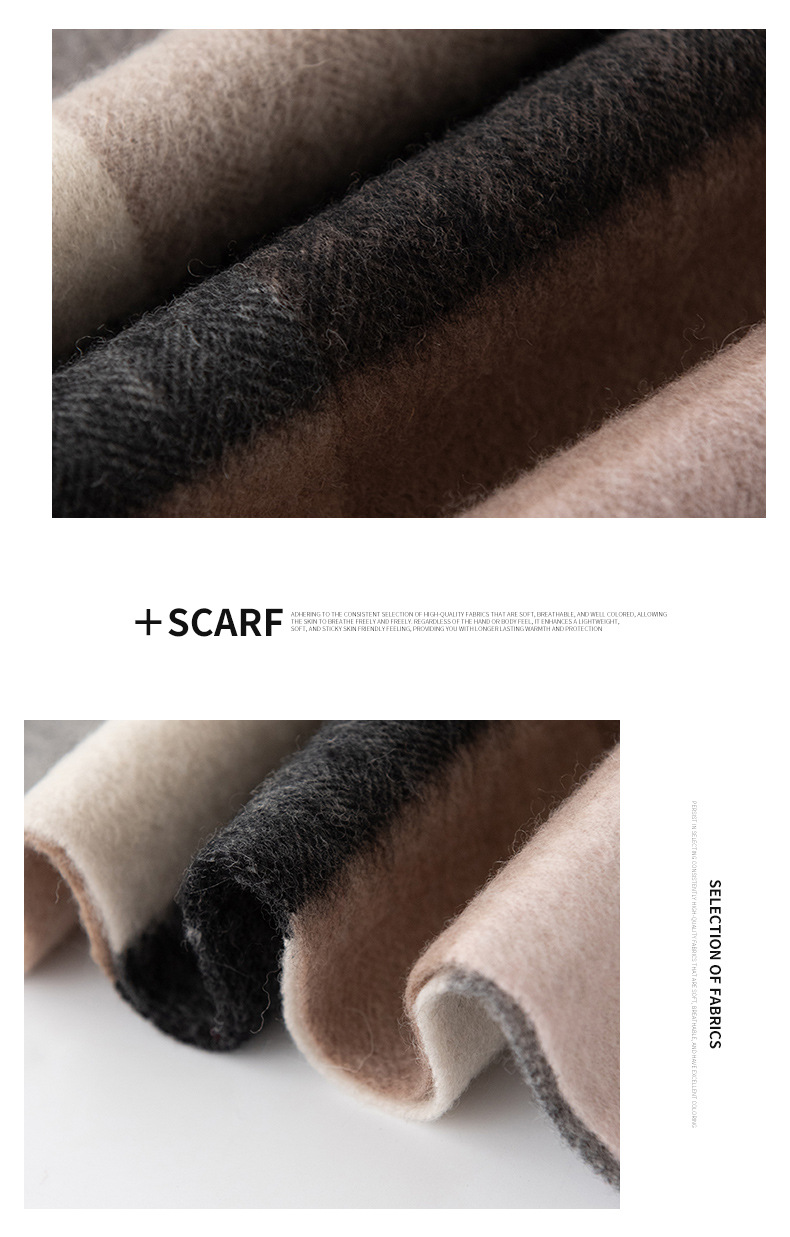 加厚秋冬格子100%羊毛围巾氛围感女百搭保暖wool羊毛围脖舒适披肩详情15