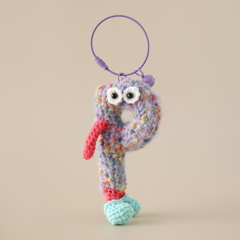 课堂知识创意学生英文字母毛线钥匙扣26个字母挂件手混线包包挂饰详情17