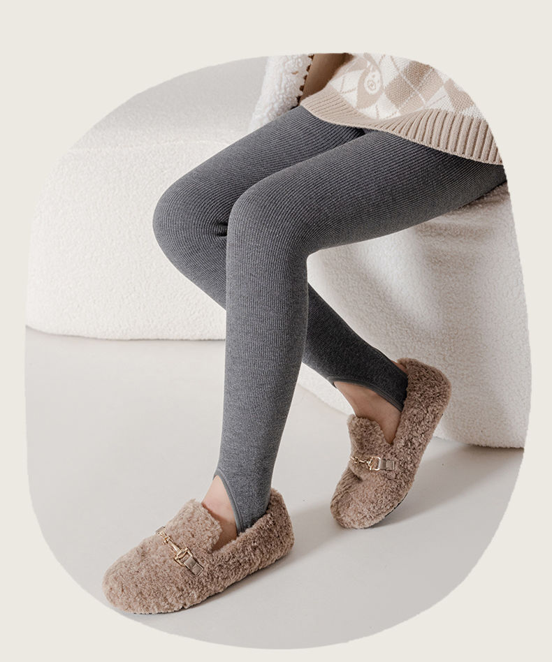 女童打底裤秋冬加绒加厚儿童保暖裤 竖条纹一体绒九分连裤袜批发详情15