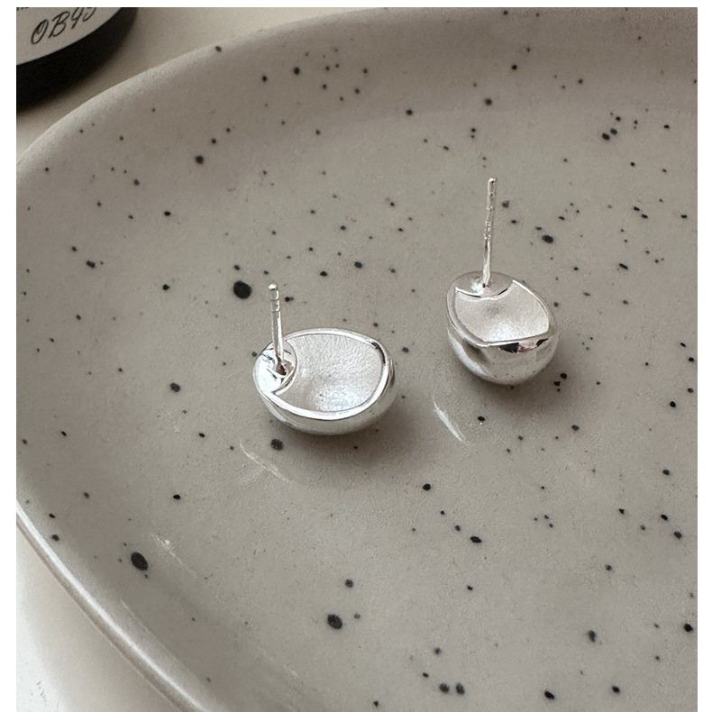 S925 sterling silver Korean version niche design style Bean earrings, Korean simple and fashionable commuter earrings wholesale pic 13