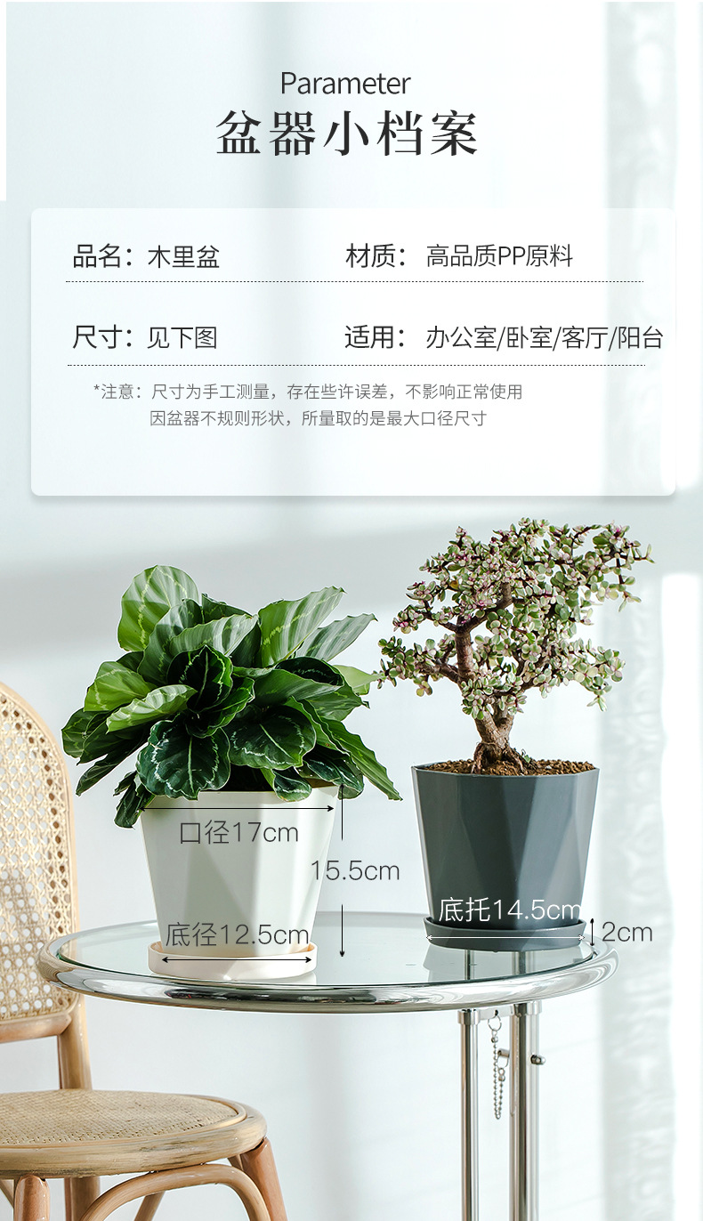 木里盆网红创意树脂绿植多肉塑料花盆加厚北欧简约大口径大号外贸详情9