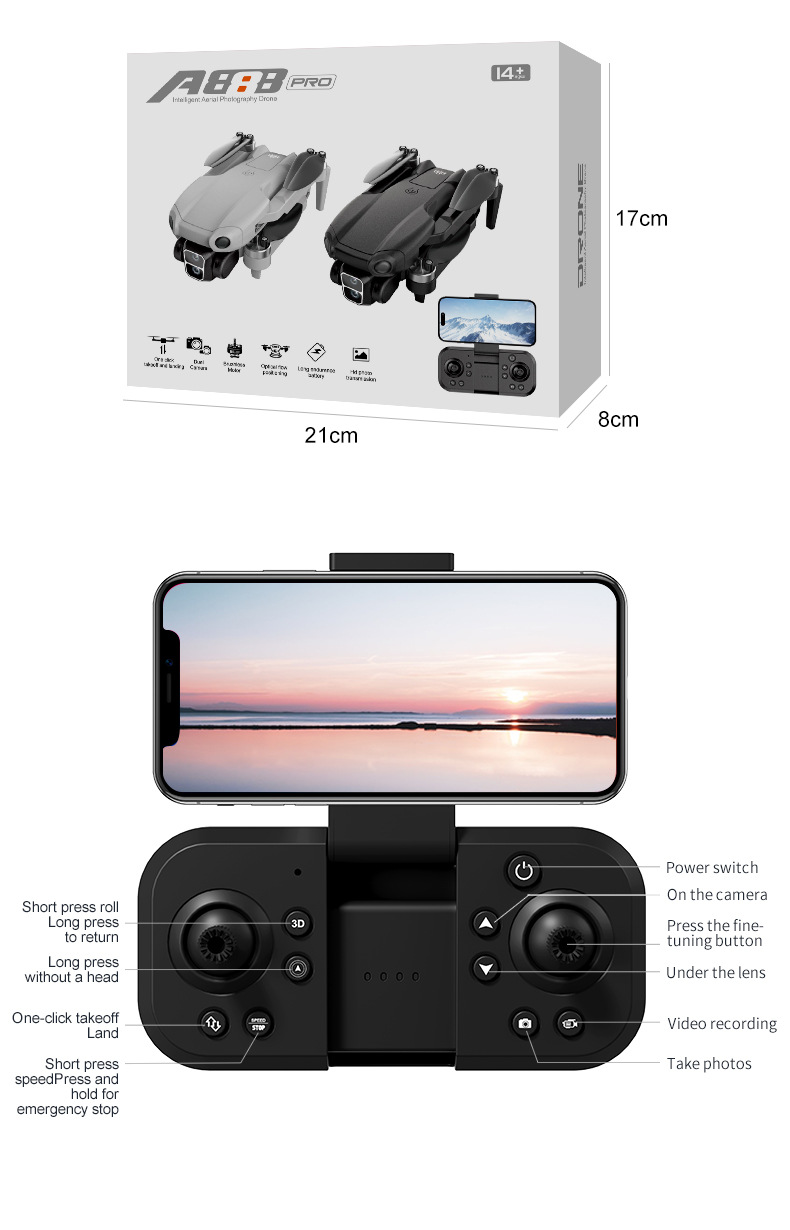 The cross-border new product A888PRO quadcopter is a high-definition aerial photography aircraft with brushless powerful remote control pic 36