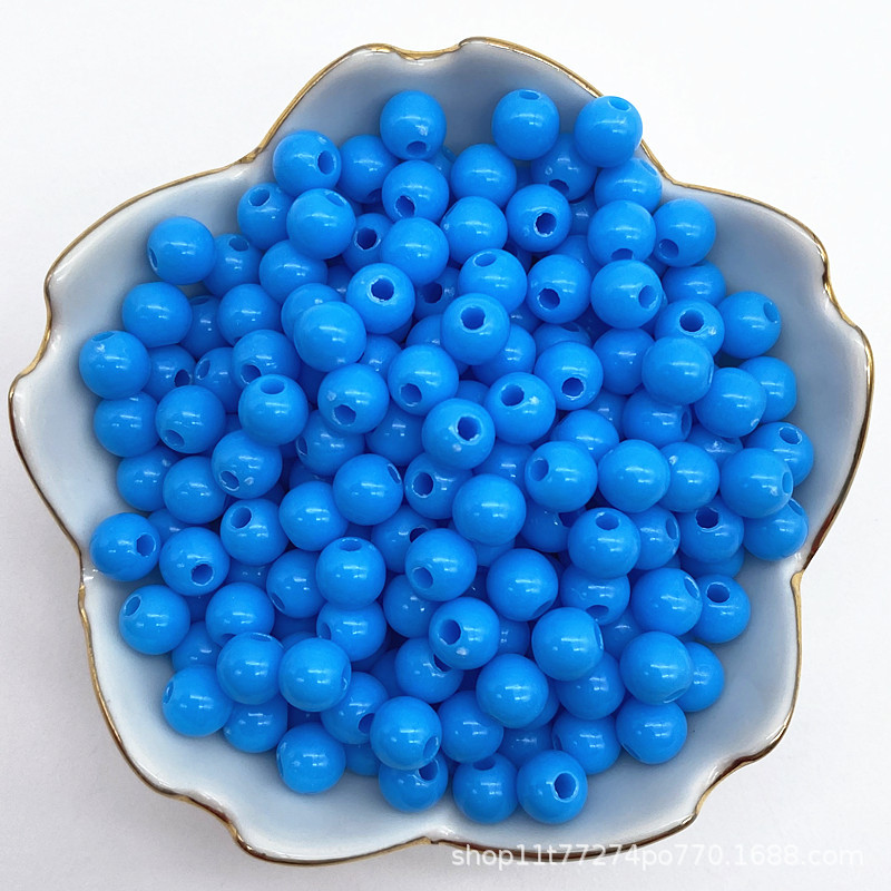 4/6/8mm亚克力直孔实色圆珠 diy手工串珠材料 光面珠子手机链散珠详情22