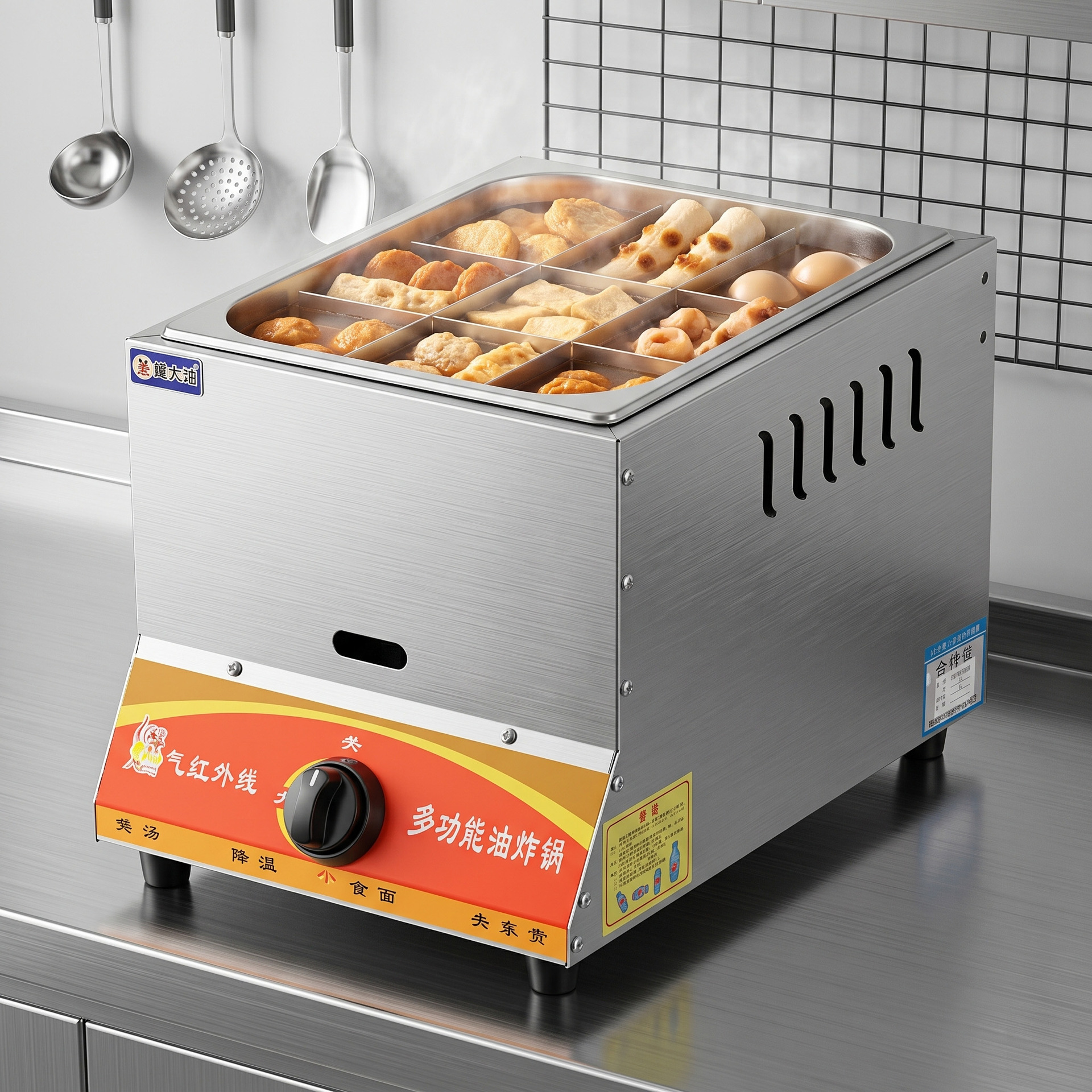 Commercial gas hot pot multi-compartment constant-temperature insulated skewer pot, night market stall multi-functional troublesome hot pot equipment manufacturer pic 6