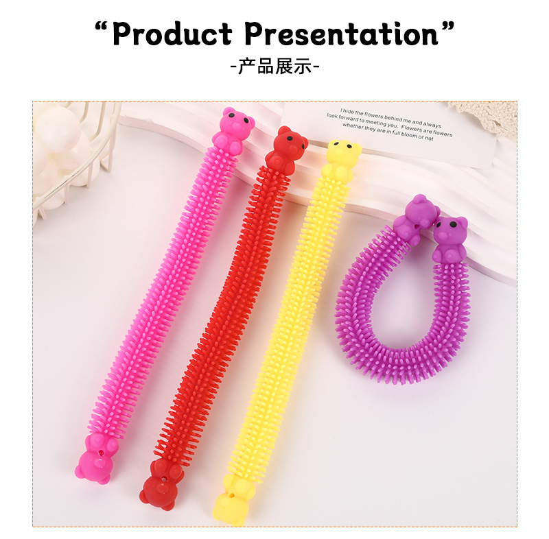 New cartoon cute bear animal cheerleading bracelet, a fun and stress-relieving noodle stretching toy pic 10