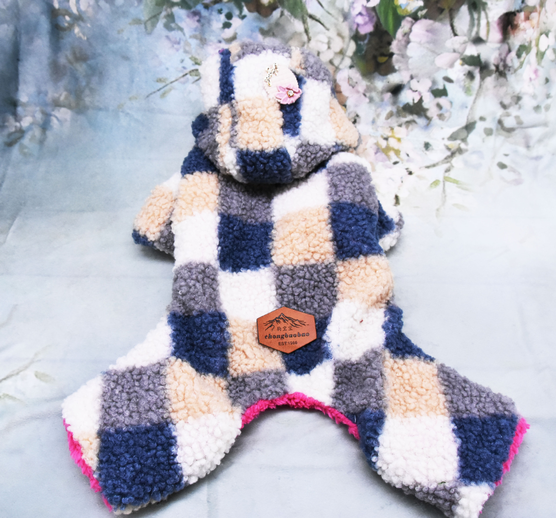 T in-stock thickened teddy fleece clothes, warm dog clothes for autumn and winter, four-legged checked cotton clothes, pet four-legged clothes pic 20