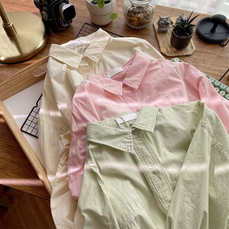The 2025 new dopamine cream-colored pure cotton shirt is suitable for women to wear as a loose shirt coat in summer for sun protection pic 25