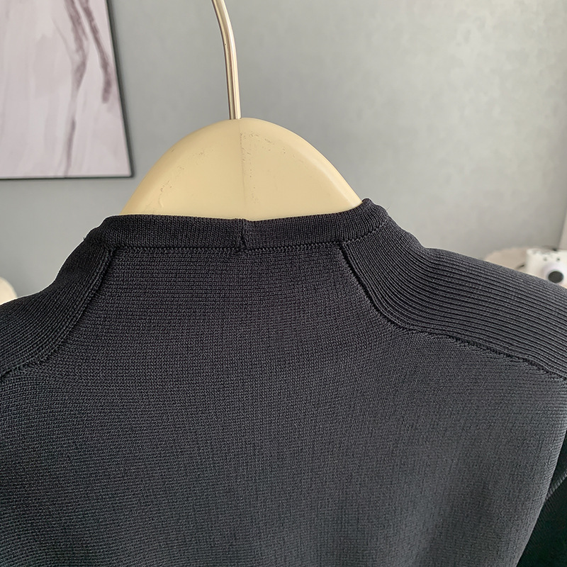Bajia Heavy Industry Crystal button waist-cinching knitted sweater for women 24 early Autumn new style, slimming and hollowed-out high-end top pic 11
