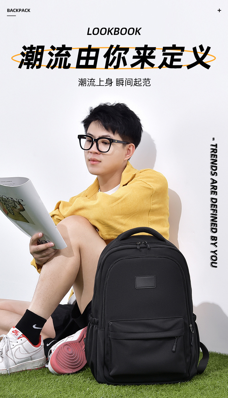 双肩包设计感小众学生初中生大容量日系韩版书包潮流时尚背包双肩详情1