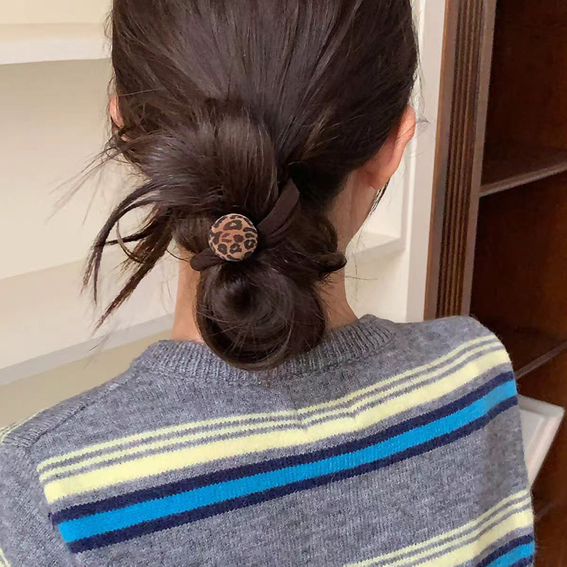 豹纹球球毛巾圈秋冬新款植绒发圈女百搭气质低马尾扎头绳发绳发饰详情4