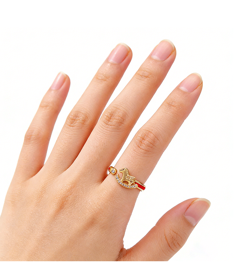 Hyacinth Red Horse Year Small Horse Ring for Women 2026 New Bestseller Zodiac Horse Index Finger Ring, a niche model for the zodiac year pic 4