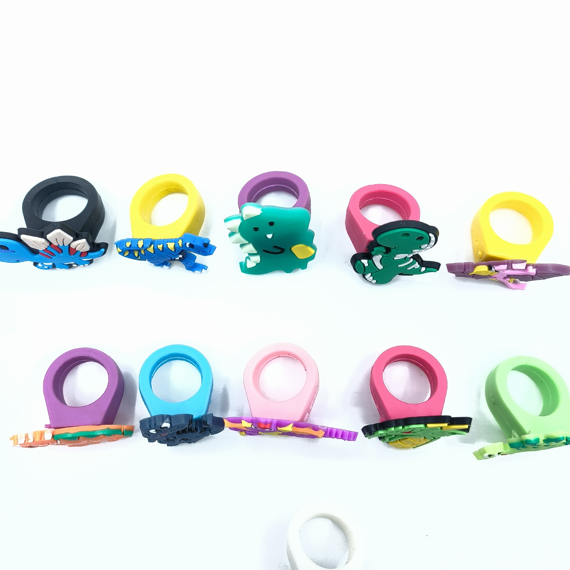 卡通PVC恐龙戒指 创意软胶公仔指环批发 恐龙图案软胶儿童戒指详情2