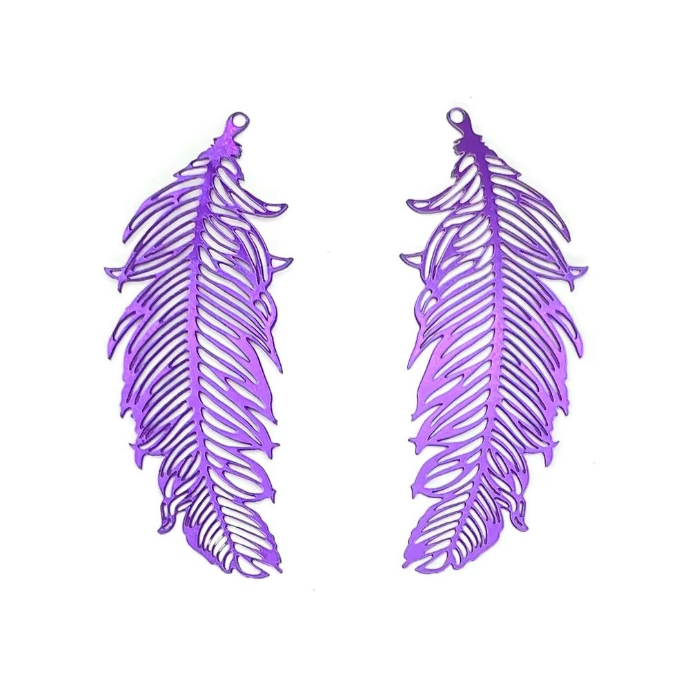 47*19mm欧美小众复古风镂空花纹彩色羽毛耳环 DIY手工项链配件 独特饰品其他分类详情5